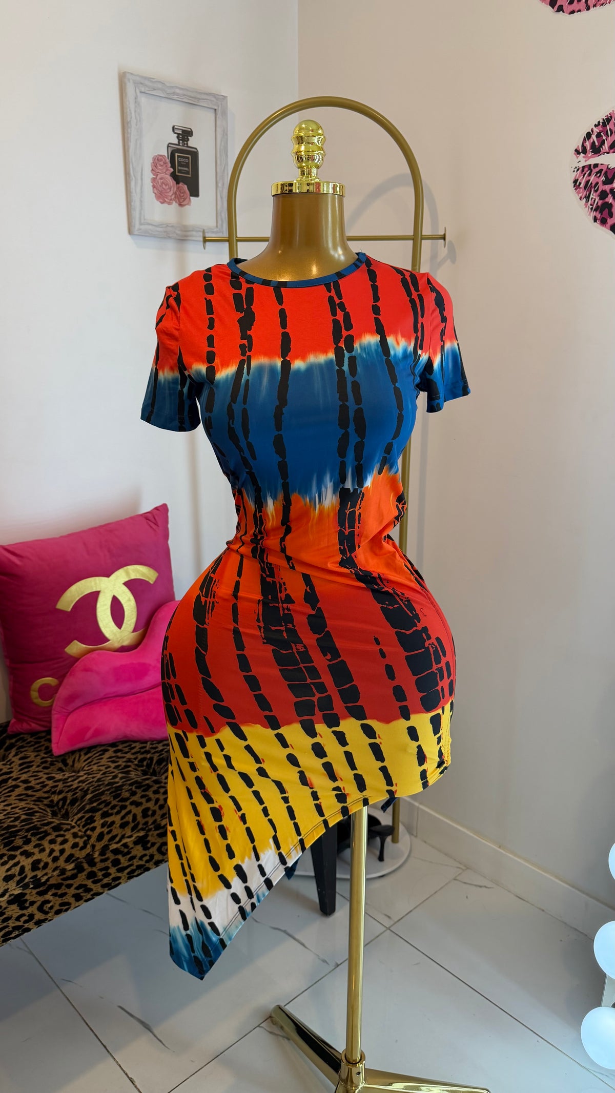 Sunset Tie-Dye Asymmetric Dress