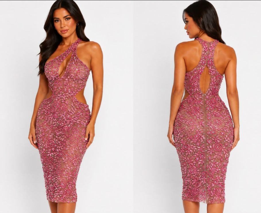 Rose Bedazzle Midi in rose