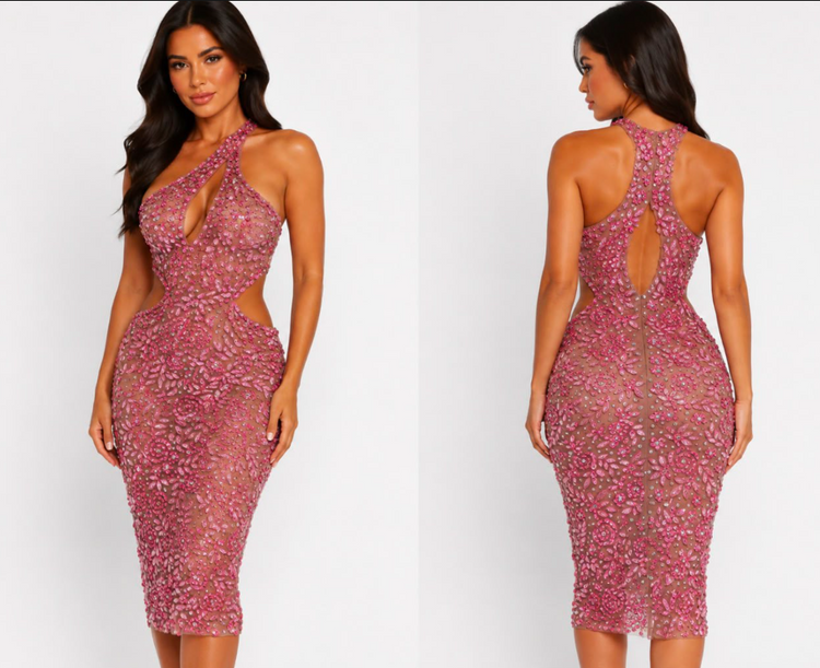 Rose Bedazzle Midi in rose
