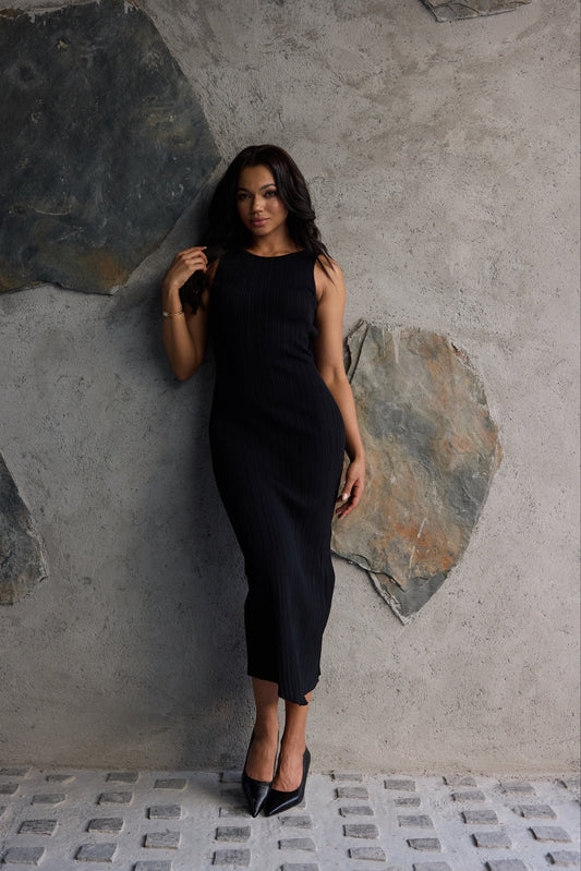 Midnight Muse Backless Midi Dress