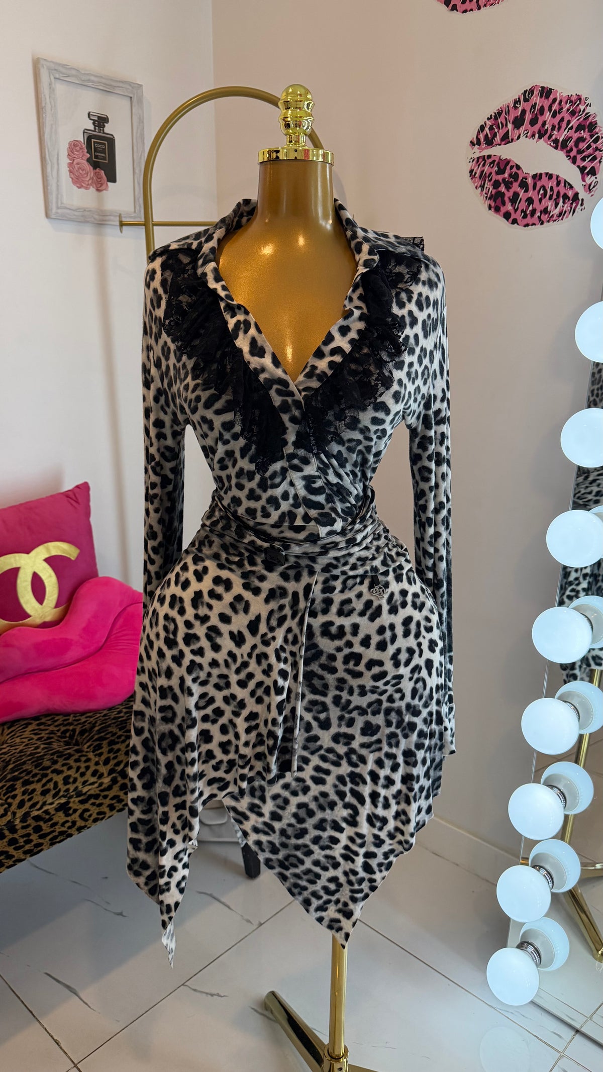 Leopard Lace Wrap Dress