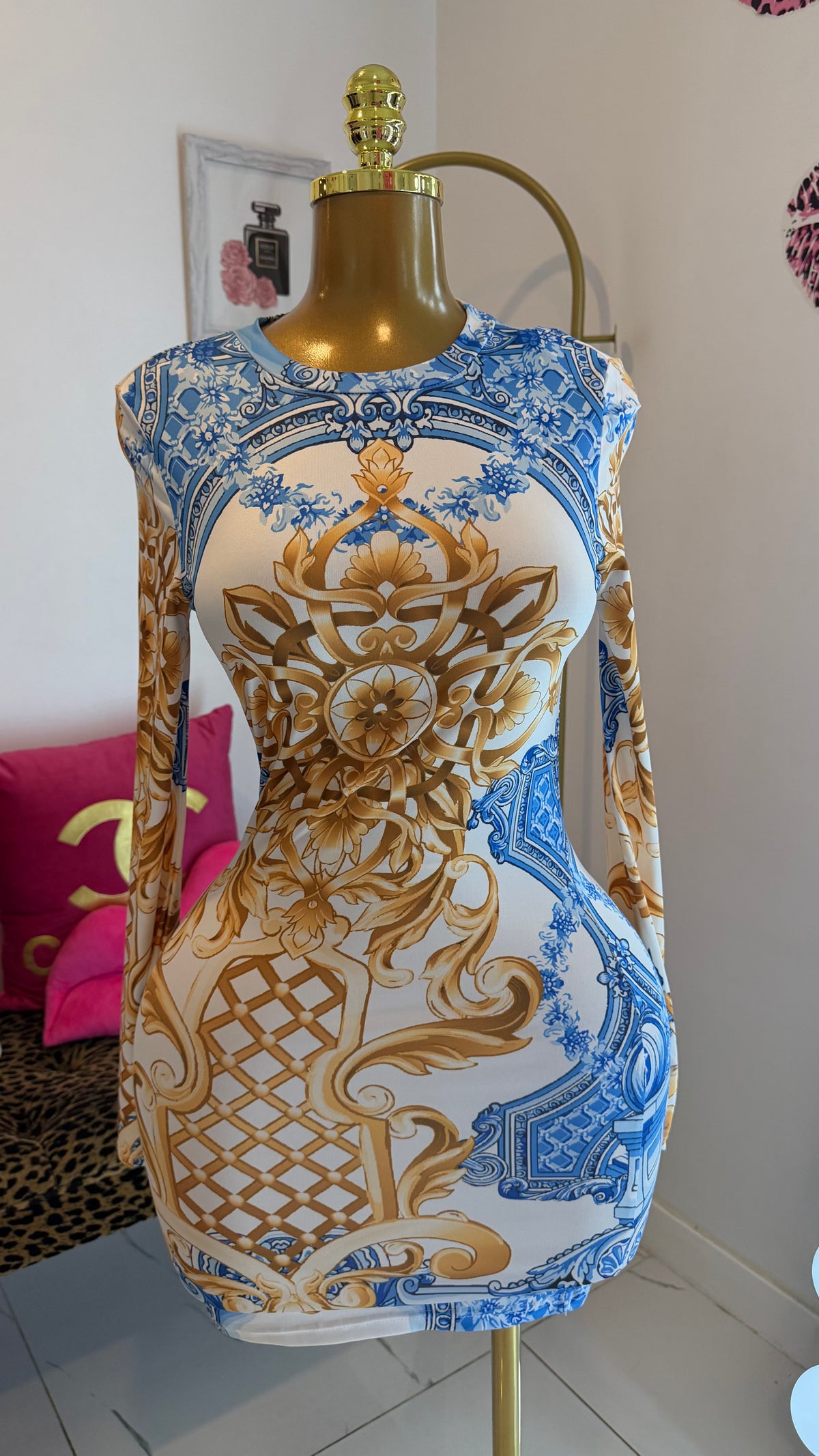 Royal Baroque Bodycon Mini Dress