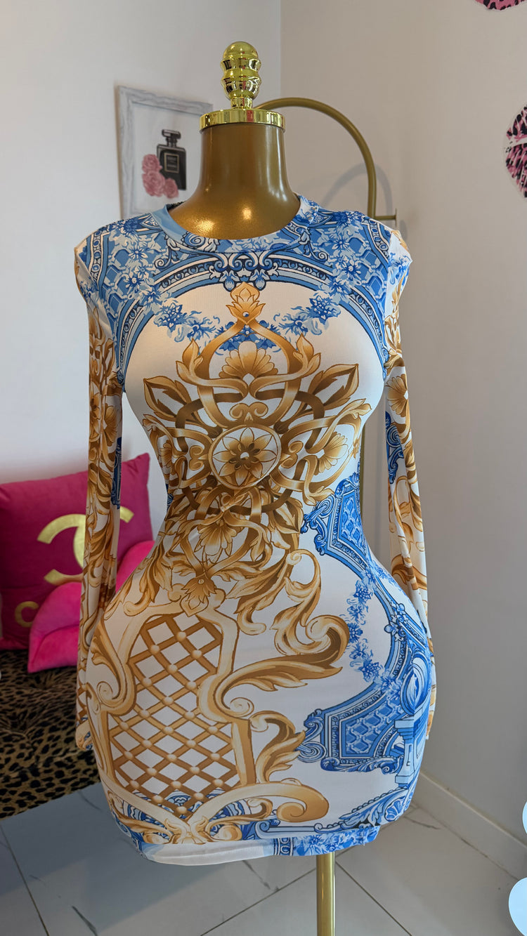 Royal Baroque Bodycon Mini Dress