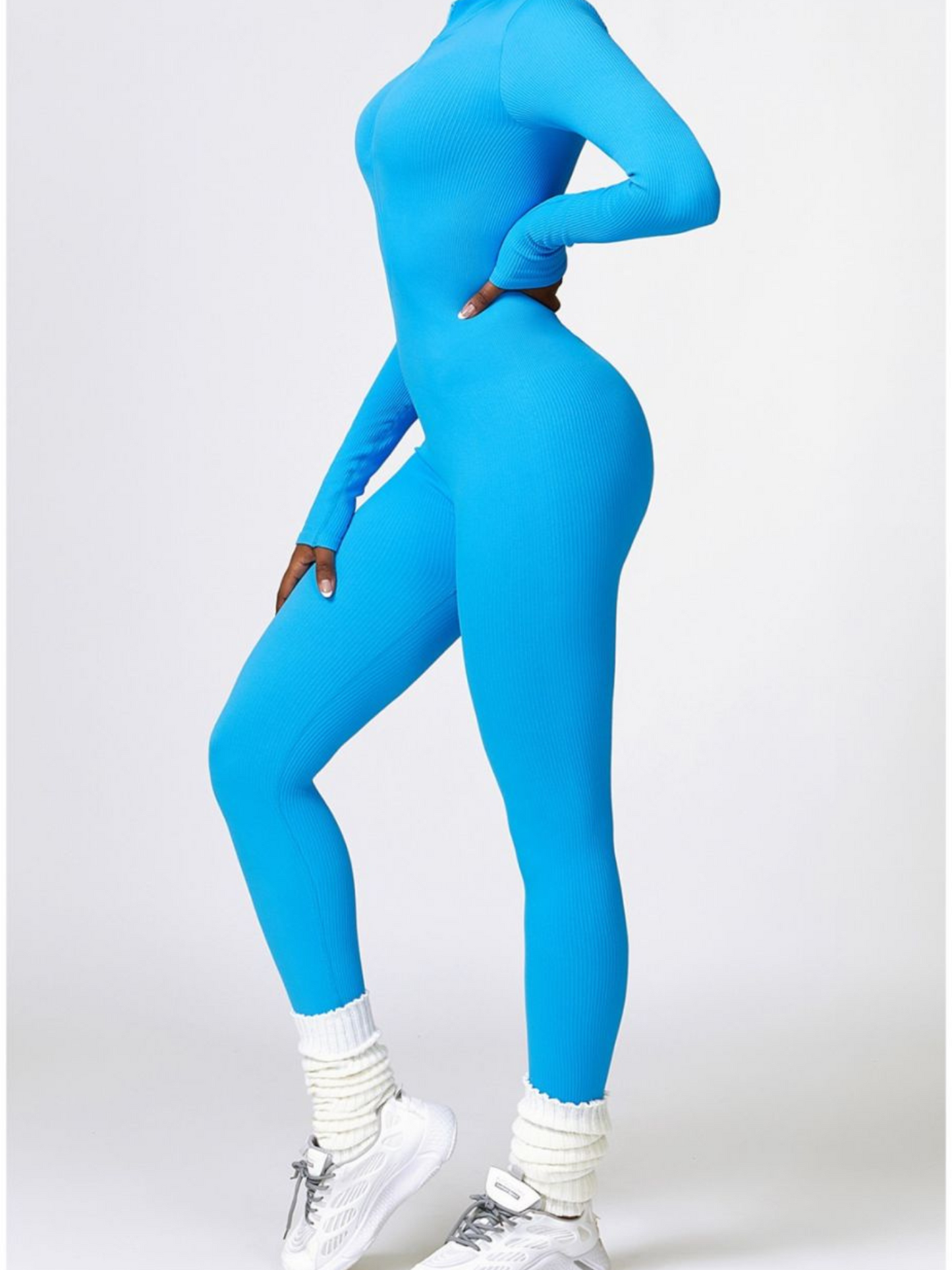 Women's Ribbed Zipper Jumpsuit Sportswear