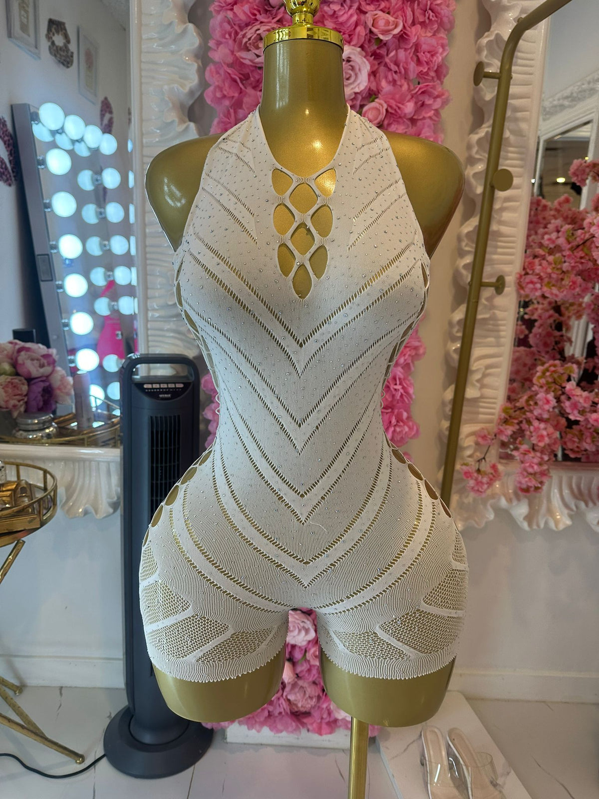 Ivory Mesh Romper
