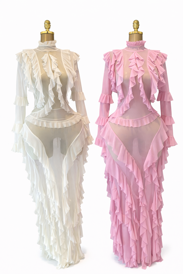 Sheer Ruffle Gown