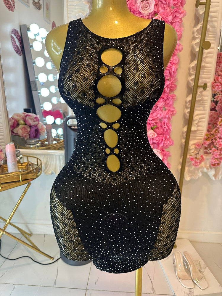 Black Cutout Mesh Dress