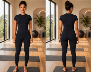 Nunu Athletic Bodywear Set in black, front and back