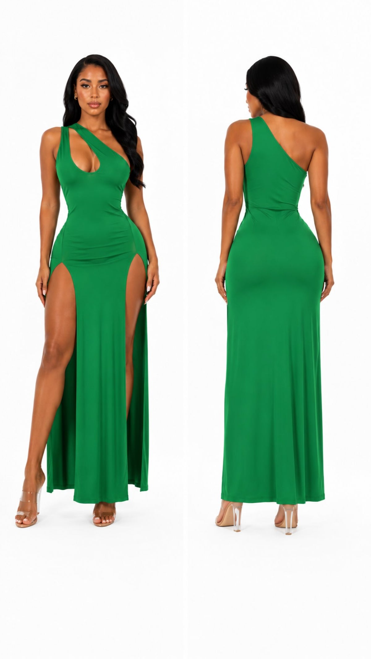 Opulence One-Shoulder Maxi in green