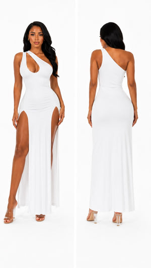 Opulence One-Shoulder Maxi in white