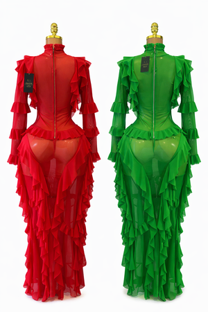 Sheer Ruffle Gown