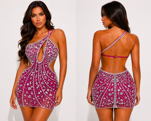 Bedazzle Bling Dress in fuchsia