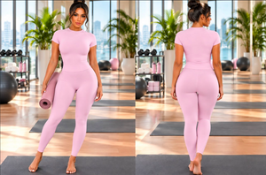 Nunu Athletic Bodywear Set in pink, front and back