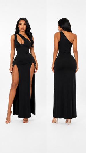 Opulence One-Shoulder Maxi in black