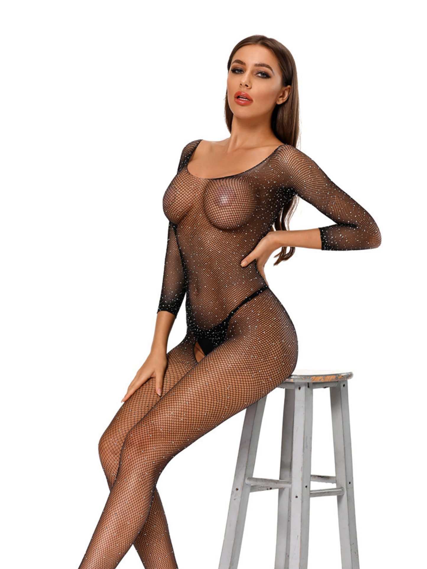 Sequined Fishnet Bodystockings 1-Piece