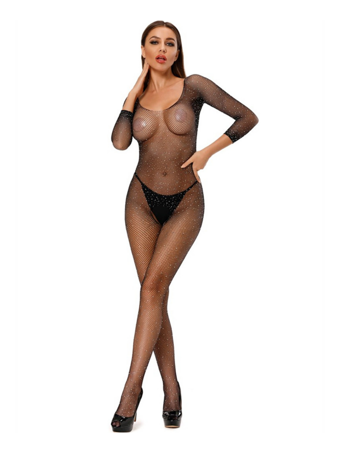 Sequined Fishnet Bodystockings 1-Piece